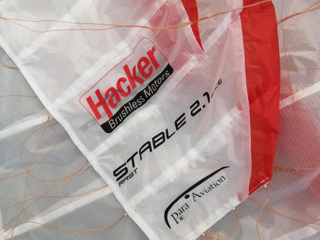 Herstellung RC-Gleitschirm, Para Aviation RC, China, Hacker Motor, Sondersiebdruck, RC-Paraglider, Stable 2.1 Race RAST