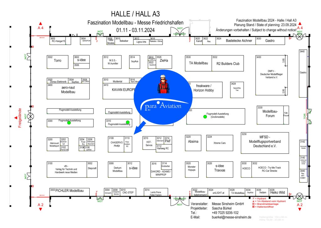 Faszination Modellbau Friedrichshafen - 2024 Hallenplan von der Halle A4.