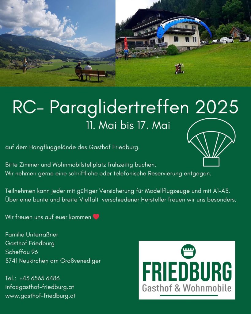 RC-Paraglider Treffen 2025 Hangflugelände des Gasthof Friedburg