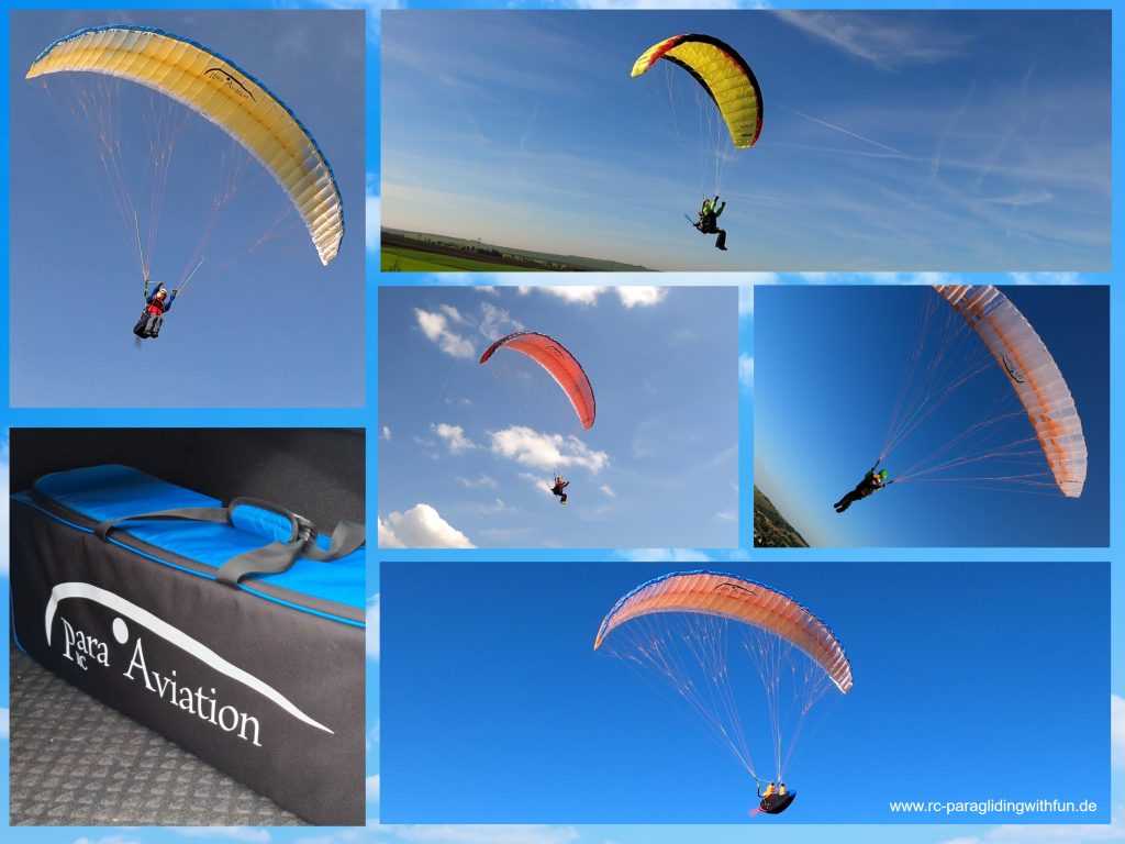 Flugsaison 2025 - fliegen mit RC-Gleitschirmen, Pilot Anna, Noah, Liegegurtzeug Rocket V2, Doubleskin RC-Paraglider von Para aviation RC. Phasor 2.3 RAST, Stable 2.1 Race RAST, Singleskin Cloud 1.0.